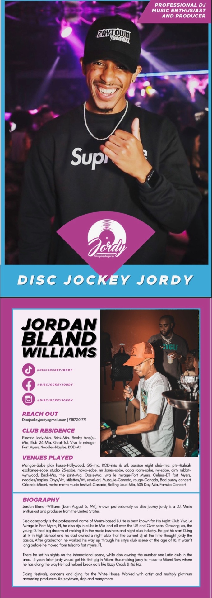 Disc Jockey Jordy portrait